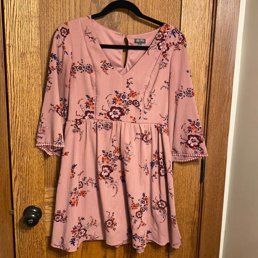 Mauve half sleeve dress